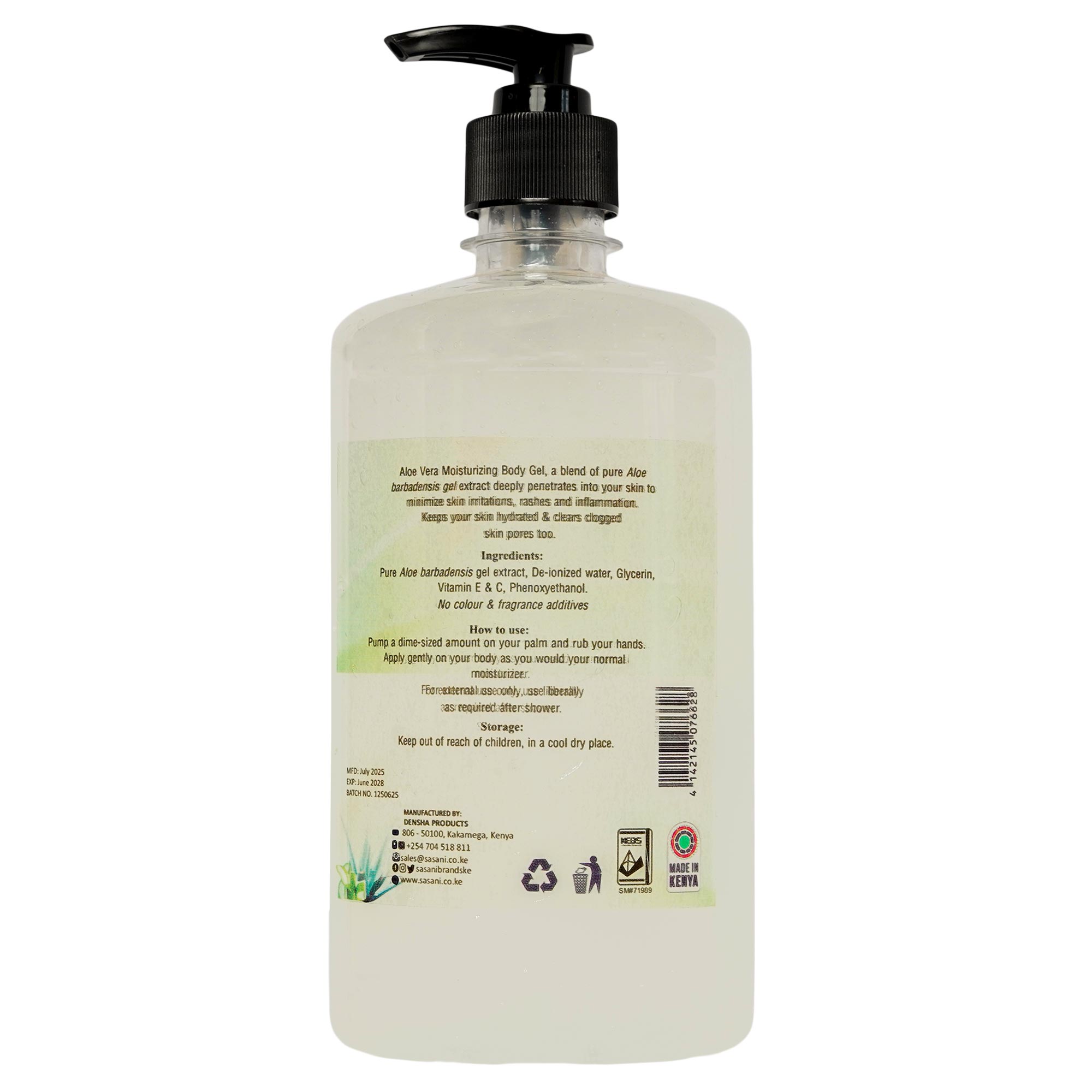 Aloe moisturizing Non-scented gel 600ml - back