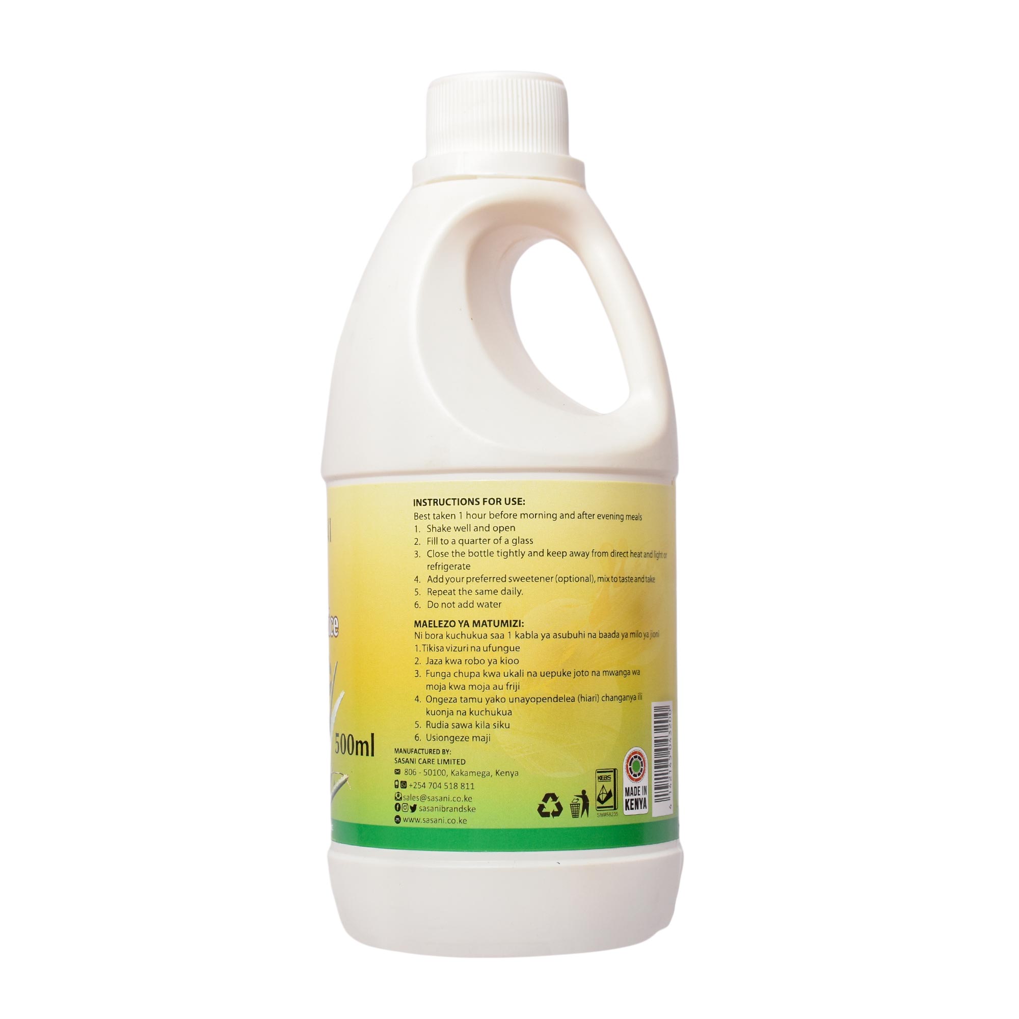 Aloe juice Orange flavored 500ml Side