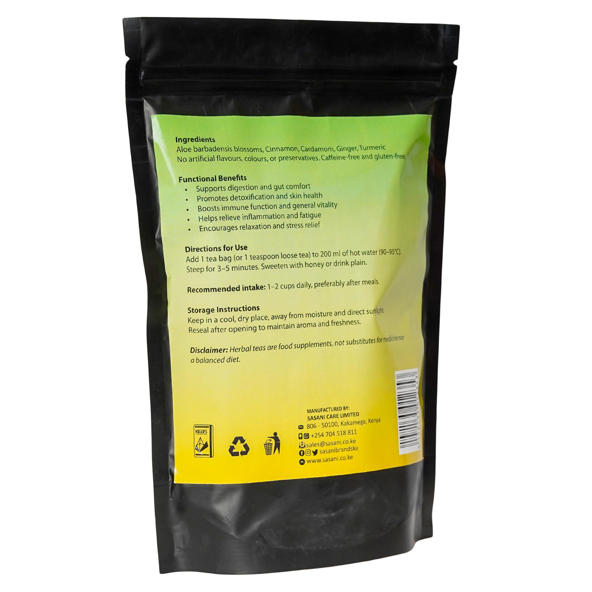 Aloe vera Blossom Tea - 50 Tea bags - Back