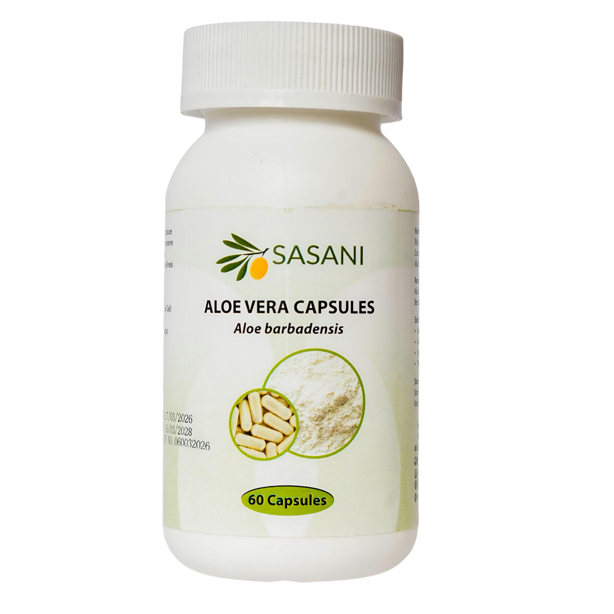 Organic Aloe vera 60 capsules - Front