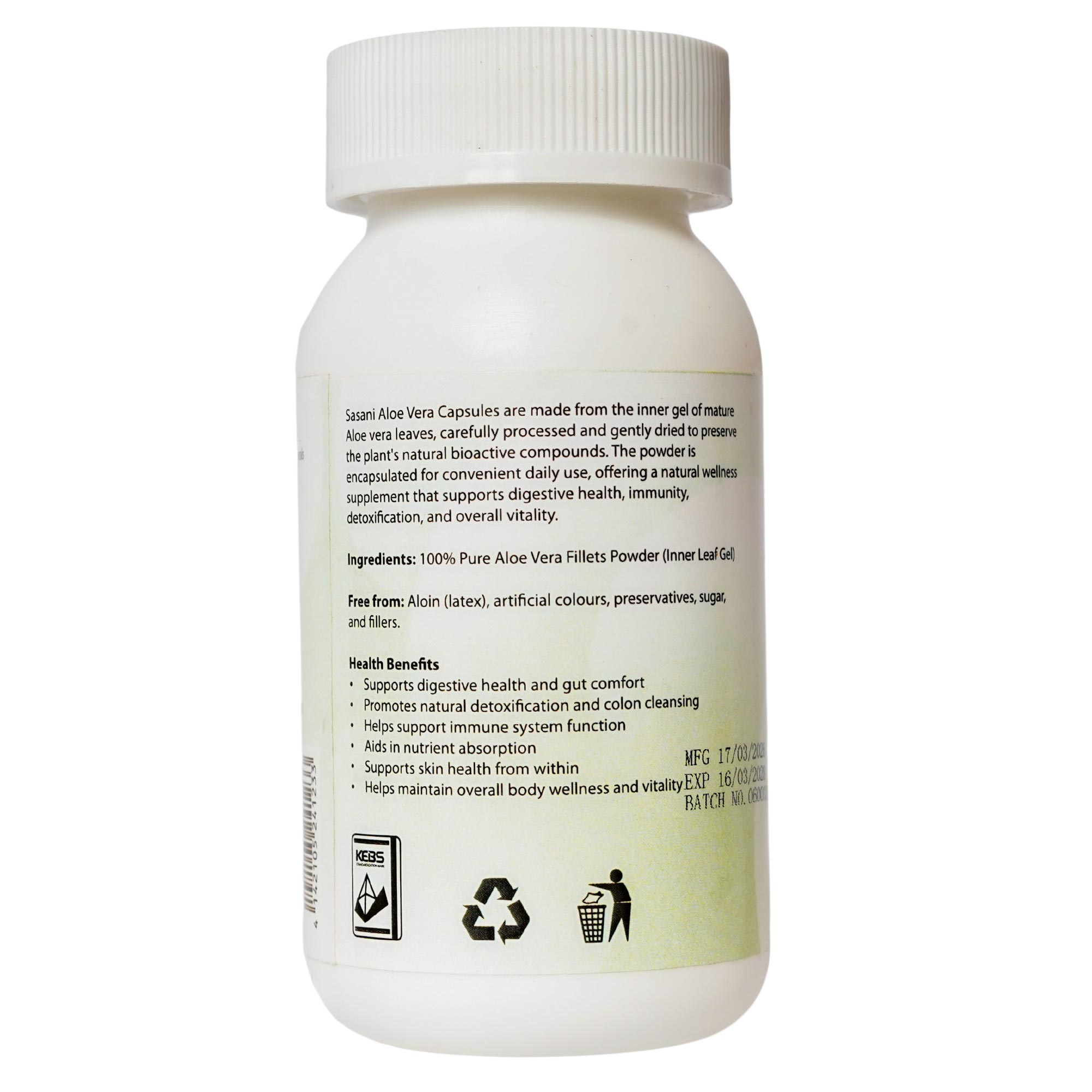 Organic Aloe vera 60 capsules - Side